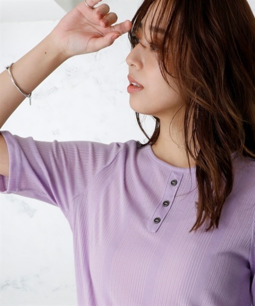 ニッセン（nissen） tシャツ ランダムリブカットソーヘンリーネック5