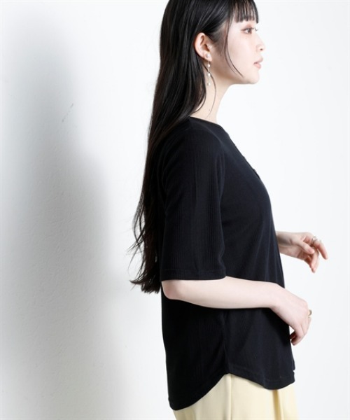 ニッセン（nissen） tシャツ ランダムリブカットソーヘンリーネック5