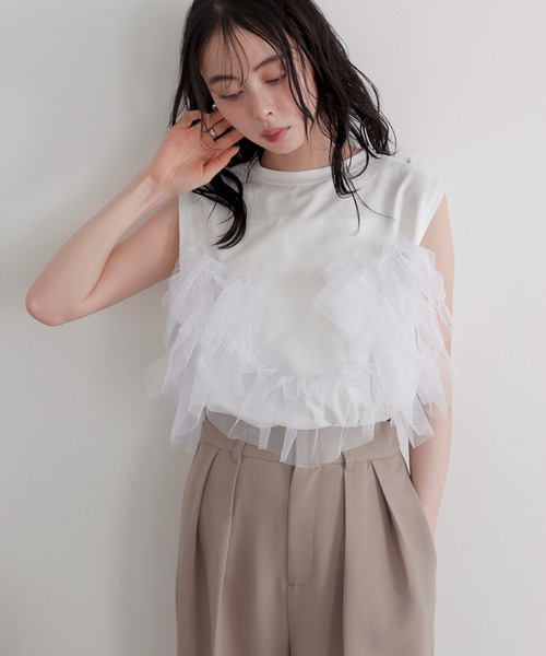 tシャツ 3WAYチュールデザインT レディースsk0328 LIAN tシャツ 3WAYチュールデザインT レディース : ZOZOTOWN