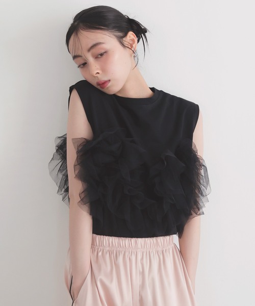 tシャツ チュールTEE レディース LIAN tシャツ 3WAYチュールデザインT レディース : ZOZOTOWN