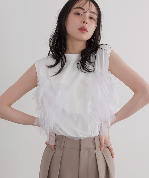 tシャツ 3WAYチュールデザインT レディースsk0328 LIAN tシャツ 3WAYチュールデザインT レディース : ZOZOTOWN
