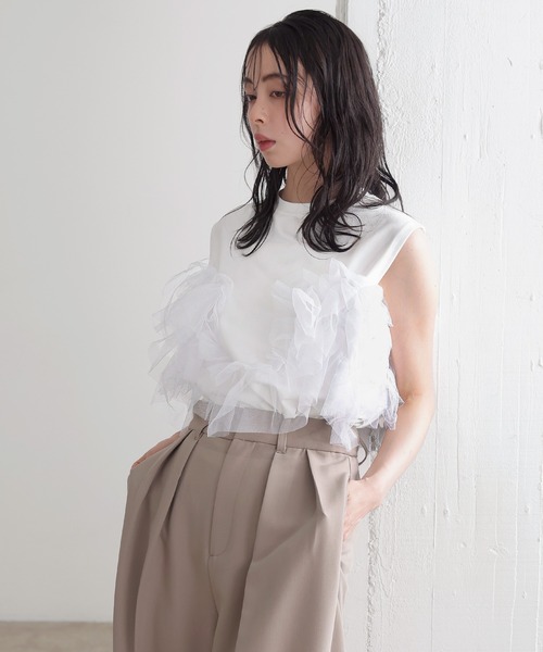 tシャツ 3WAYチュールデザインT レディースsk0328 LIAN tシャツ 3WAYチュールデザインT レディース : ZOZOTOWN