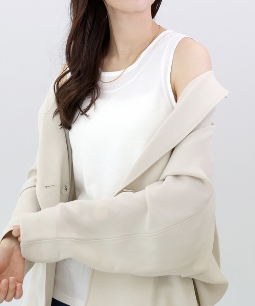 Aletta vita タンクトップ ノースリーブ シアー切替ラッセル編み2WAY