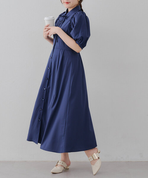 yori パフスリーブ　リボンワンピース　ワンピース　サロペット　半袖　リボン yori パフスリーブ リボンワンピース ワンピース サロペット