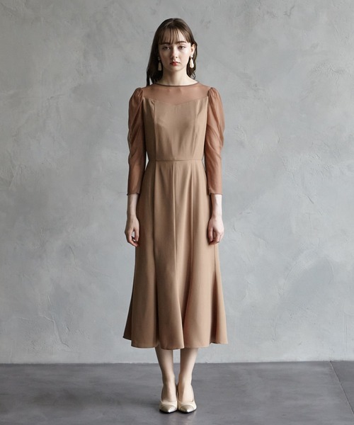 「AIMER」 長袖ワンピース MEDIUM キャメル レディース_画像5