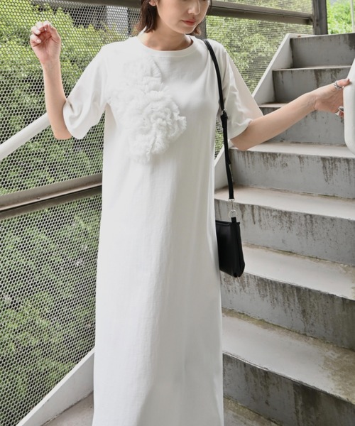 WILLFULLY（ウィルフリー） ワンピース 半袖 tulle motif half sleeve 
