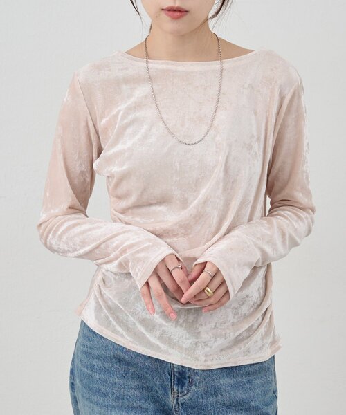 tシャツ シアーベロアトップス レディース