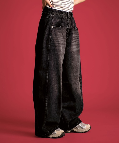 MAISON SELECT ワイドパンツ ジーンズ デニム デニムパンツ 7A1 サイド