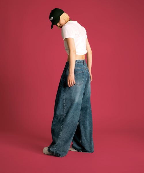 MAISON SELECT ワイドパンツ ジーンズ デニム デニムパンツ 7A1 サイド