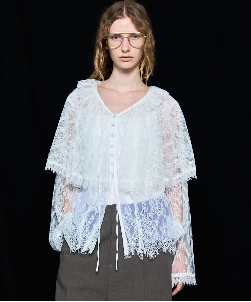 ブラウス シャツ 「25AW PRE-ORDER」Lace Cape Blouse/レースケープブラウス「MAISON SPECIAL/メゾンスペシャ