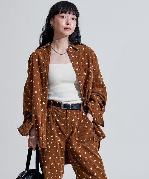 ブラウス シャツ カントリーフラワー コーデュロイシャツ「セットアップ対応」/小花柄 レディース FREAK'S STORE ブラウス シャツ カントリーフラワー