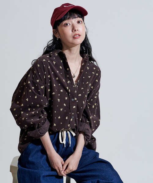 ブラウス シャツ カントリーフラワー コーデュロイシャツ「セットアップ対応」/小花柄 レディース FREAK'S STORE ブラウス シャツ カントリーフラワー