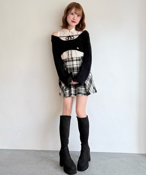 NOMAE（ノーマエ） ニット セーター シャツレイヤードシャギーニット