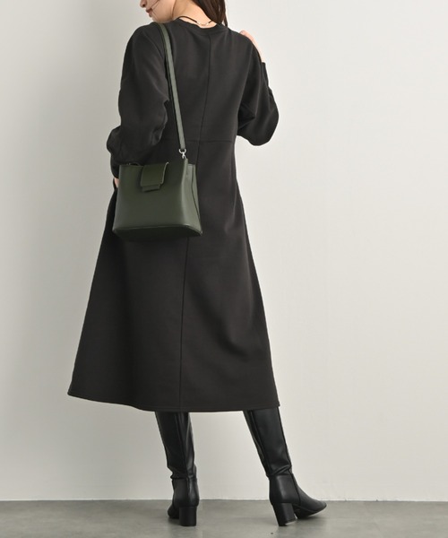 ワンピース ふんわり裏毛フォルムスリーブデザインワンピース｜裏毛