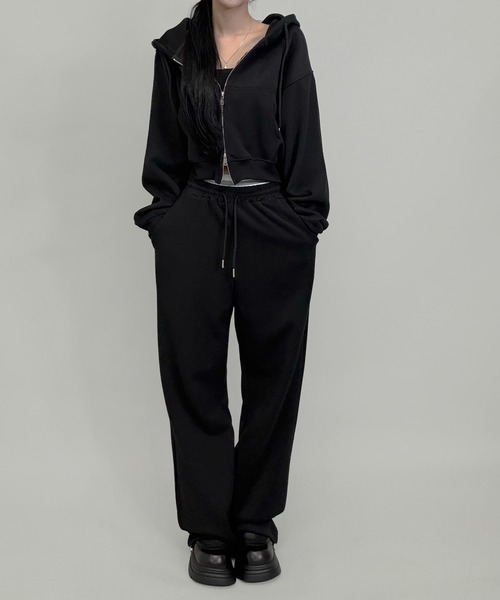 TFW49 ジップパーカー➕パンツ　セットアップ　黒 定価6.3万円 TFW49 ジップパーカー➕パンツ セットアップ 黒 定価6.3