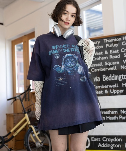 「PBLIM」 半袖Tシャツ MEDIUM ネイビー レディース_画像5