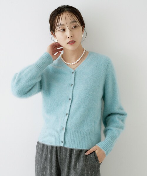 カーディガン 「ふわふわニット/前後2WAY」フォックスカシミヤカーディガン レディースの画像