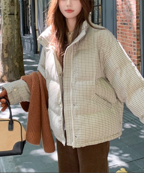 ダウンコート ダウンジャケット チェック柄 中綿ダウンジャケット