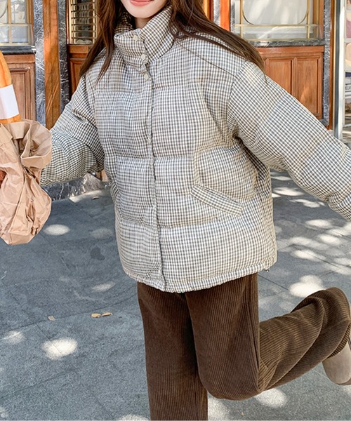 ダウンコート ダウンジャケット チェック柄 中綿ダウンジャケット