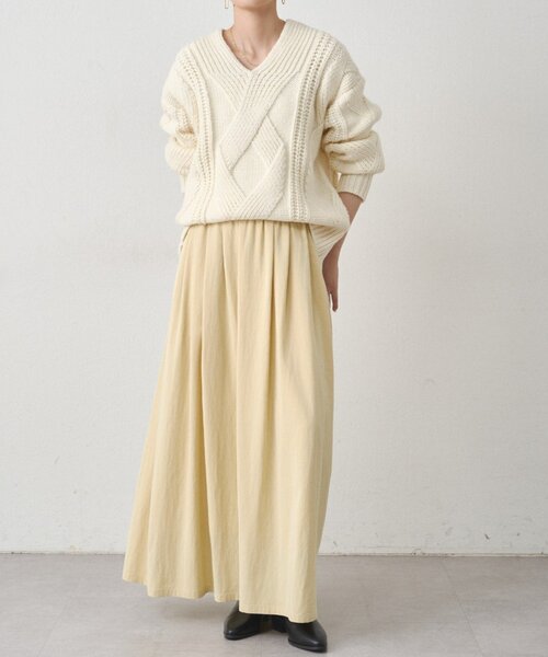 Loungedress（ラウンジドレス） ニット セーター ケーブルVニット