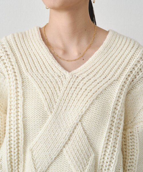 Loungedress（ラウンジドレス） ニット セーター ケーブルVニット
