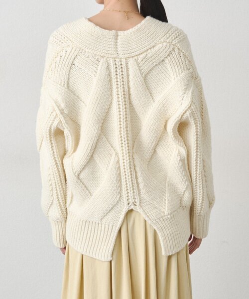 Loungedress（ラウンジドレス） ニット セーター ケーブルVニット