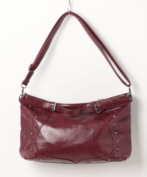 【VINTAGE】【アンティーク】レザーショルダーバッグ ブラウン スタッズ付き VINTAGE - 【VINTAGE】【アンティーク】レザーショルダーバッグ