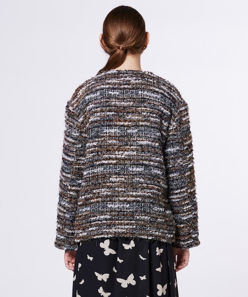 Sov. ジャケット ノーカラージャケット ファンシーツイード レディース