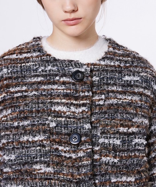 Sov. ジャケット ノーカラージャケット ファンシーツイード レディース