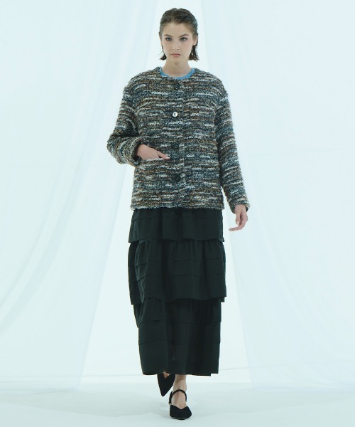 Sov. ジャケット ノーカラージャケット ファンシーツイード レディース