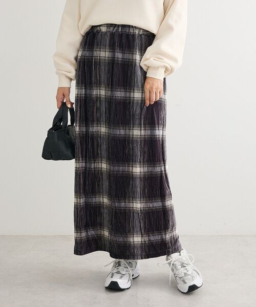 Green Parks（グリーンパークス） スカート 楊柳ベロアチェックIライン