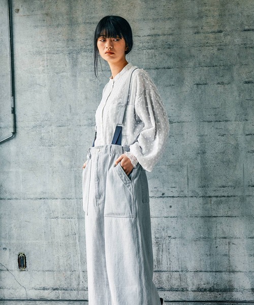 ブラウス シャツ 「MODE NORM CORE」 フラワーエンブロレイヤーシャツ レディースの画像