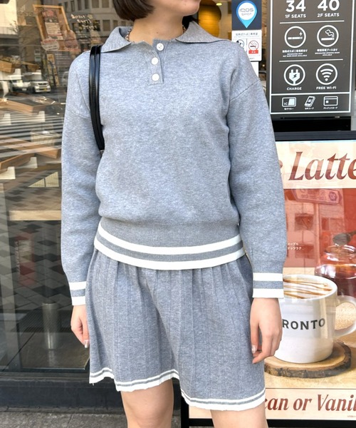 LACーVERT セットアップ ポロニット＋プリーツスカートセットアップ
