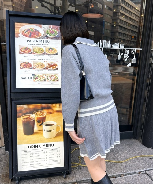 LACーVERT セットアップ ポロニット＋プリーツスカートセットアップ