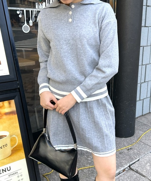 LACーVERT セットアップ ポロニット＋プリーツスカートセットアップ