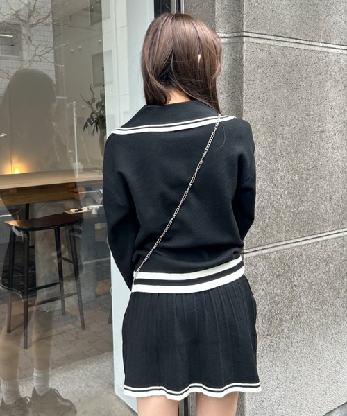 LACーVERT セットアップ ポロニット＋プリーツスカートセットアップ