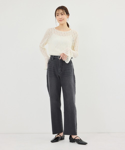 ジーンズ デニム デニムパンツ 「ウエスト革命デニム」ウエストシェイプハイライズマムジーンズ レディースの画像
