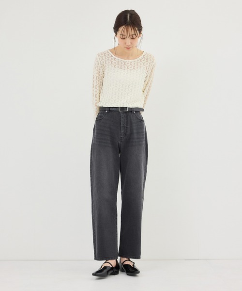 ジーンズ デニム デニムパンツ 「ウエスト革命デニム」ウエストシェイプハイライズマムジーンズ レディースの画像