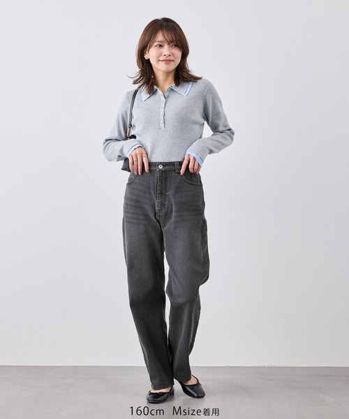 ジーンズ デニム デニムパンツ 「ウエスト革命デニム」ウエストシェイプハイライズマムジーンズ レディースの画像