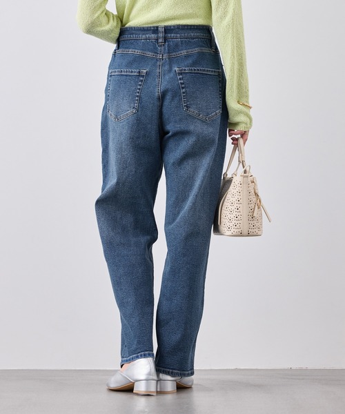 ジーンズ デニム デニムパンツ 「ウエスト革命デニム」ウエストシェイプハイライズマムジーンズ レディースの画像