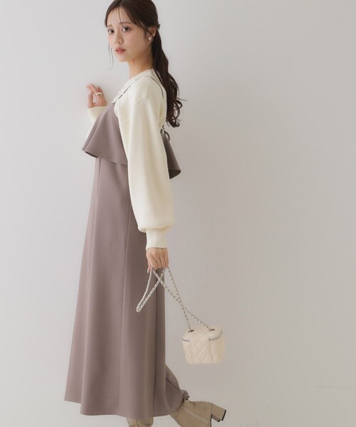 「couture brooch」 ノースリーブワンピース 38 ネイビー レディース_画像7