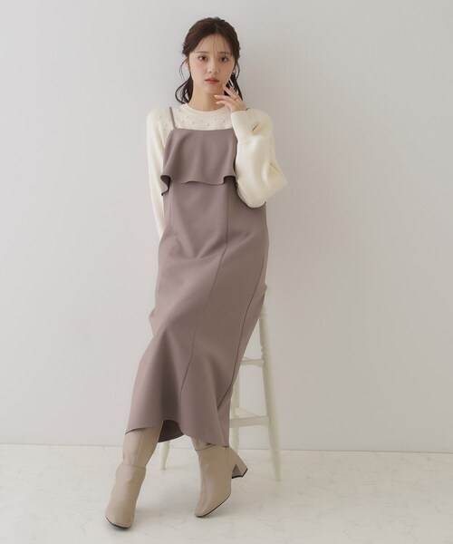「couture brooch」 ノースリーブワンピース 38 ネイビー レディース_画像9