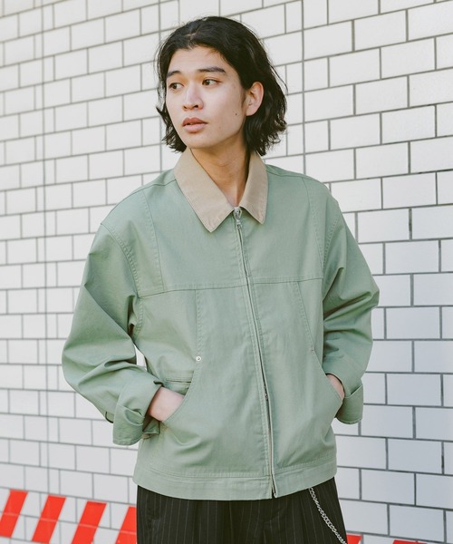 ビンテージ　シャンブレーライトブルー ジッパー付きジャケット DENIM DELIGHT DAYS】シャンブレーピンストライプロングスリーブワーク