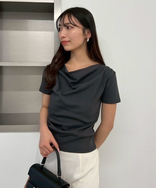 tシャツ ドレープネックオフショルカットソー／ウォッシャブル レディースの画像