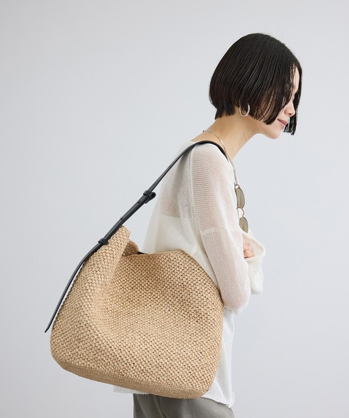 ADAM ET ROPE 未使用 ラフィア ショルダーバッグ ビーチバッグ SALON adam et rope'（サロン アダム エ ロペ） ショルダーバッグ