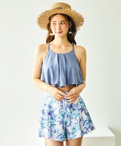 San-ai Resort 三愛水着楽園 水着 タックフリルブラビキニ花柄パンツ3