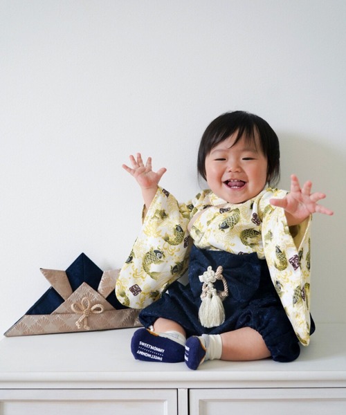 【YUMI】ベビー袴　袴ロンパース　足袋 SWEETMOMMY 80サイズ SweetMommy(授乳服&マタニティ) 靴下 「日本製」袴ロンパース