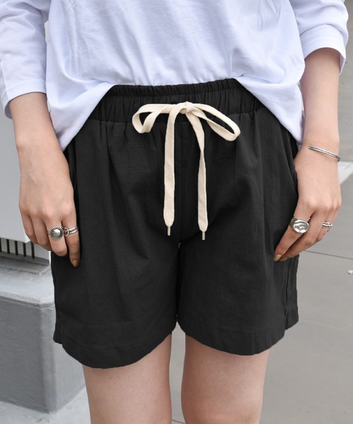 パンツ 麻リネン混ウエストゴムショートパンツ|ZOZOTOWN |08