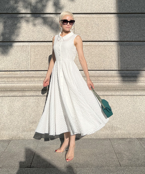 【大人気 美品】ジェンヌ シアーチェックシャツワンピース M フレア ロング丈 ワンピース シアーチェック シャツワンピース : ZOZOTOWN Yahoo
