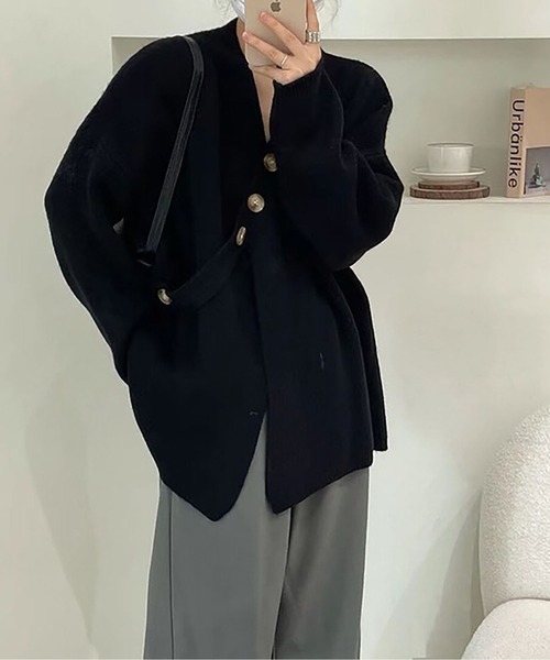 カーディガン ノーカラーVネックカーディガン レディース : ZOZOTOWN